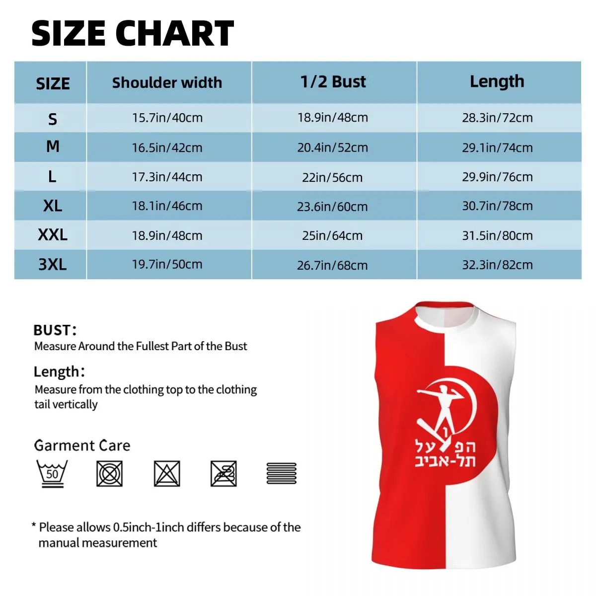 Hapoel Tel Aviv Basketball Athletic Men's Hd Print Cotton Tank Top Muscle Tee Sleeveless T-Shirt Tagless Tank Undershirt