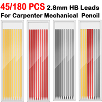 45/90/180PCS Solid Carpenter Pencil with Refill Leads and Built-in Sharpener Mechanical Pencil School Office Supplies Stationery