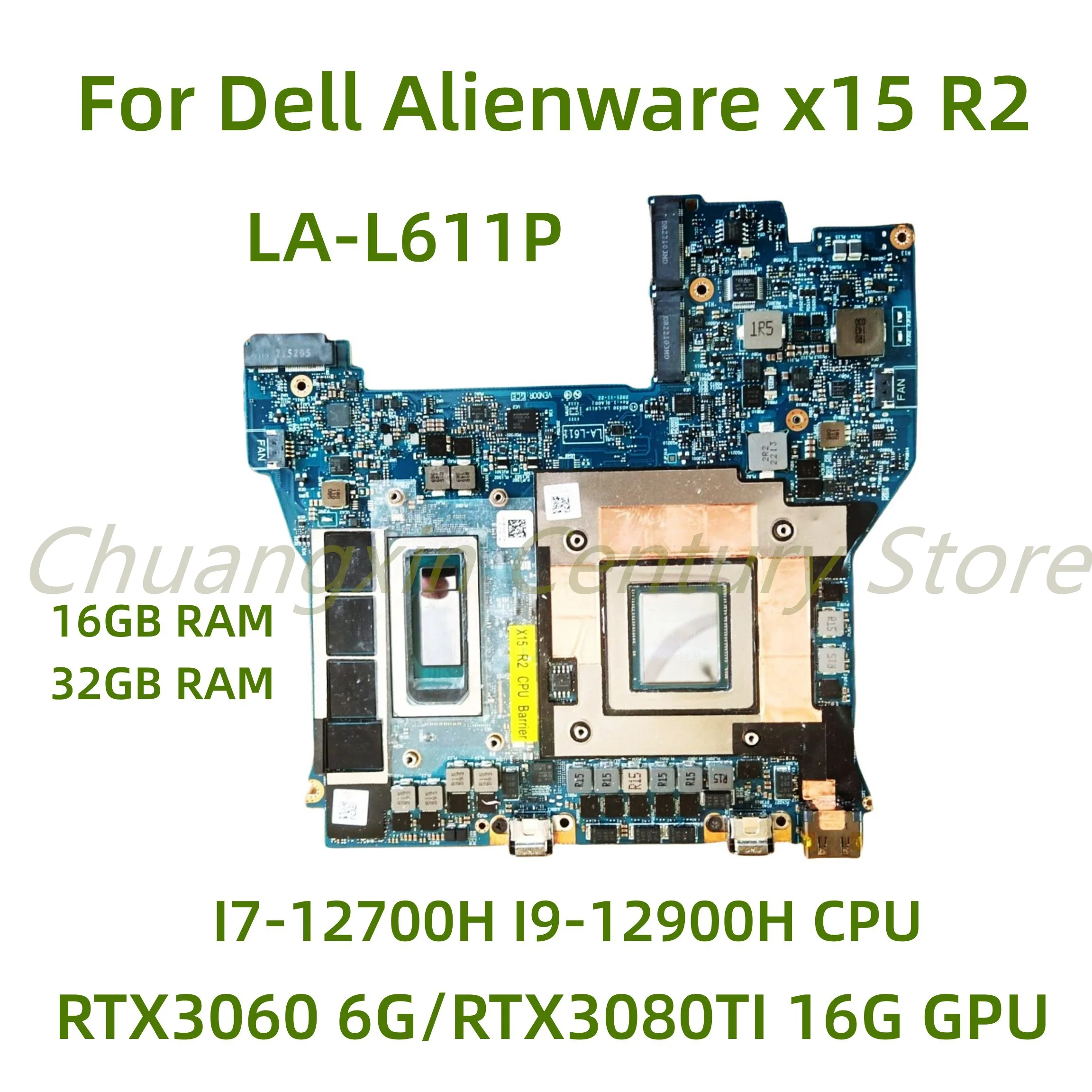 LA-L611P motherboard for Dell Alienware x15 R2 laptop with I7-12700H I9-12900H CPU RTX3060/RTX3080Ti GPU 16GB/32GB RAM 100% Test