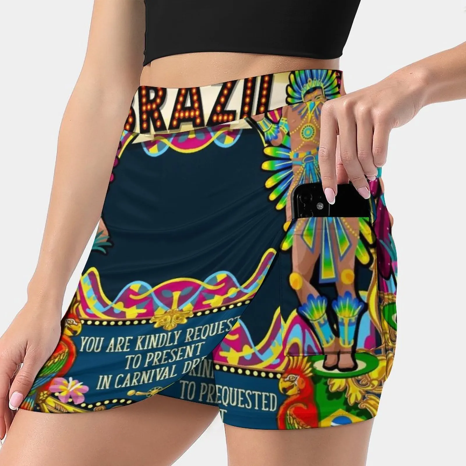 Rio Carnival Poster Theme Brazil Carnaval Mask Show Parade Women's skirt Y2K Summer Clothes 2022 Kpop Style Trouser Skirt With