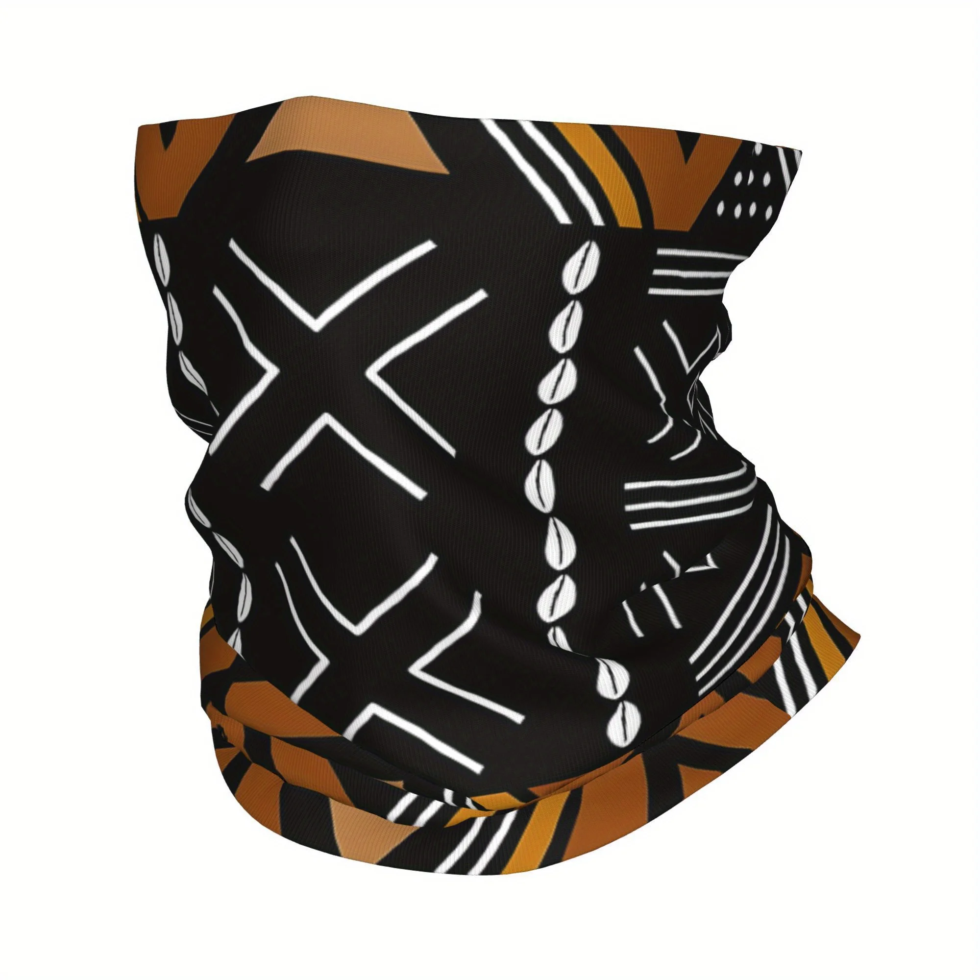 

Afro Print Thin Bandana Neck Gaiter Wrap Scarf Headband Made From African Mud Cloth Bogolan