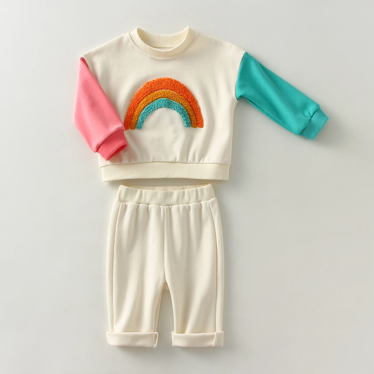 0-3Y Baby Girl Clothes Set Newborn Infant Autumn Spring Outfits Rainbow Toddler Kids Tops Pants Casual Baby Clothing