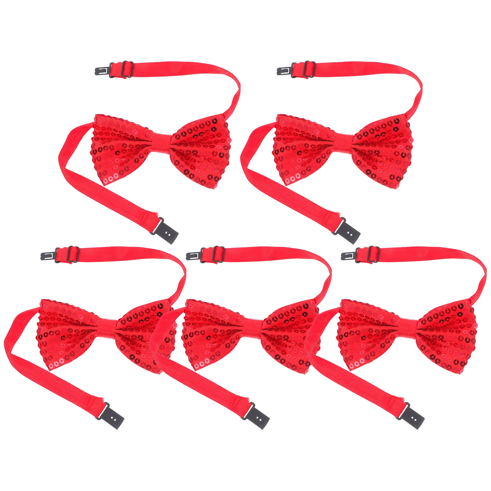 

5Pcs Shiny Sequin Bow Ties for Kids Adjustable Sparkly Bowties Stage Graduation Performance Daily Wear Boys Girls Necktie
