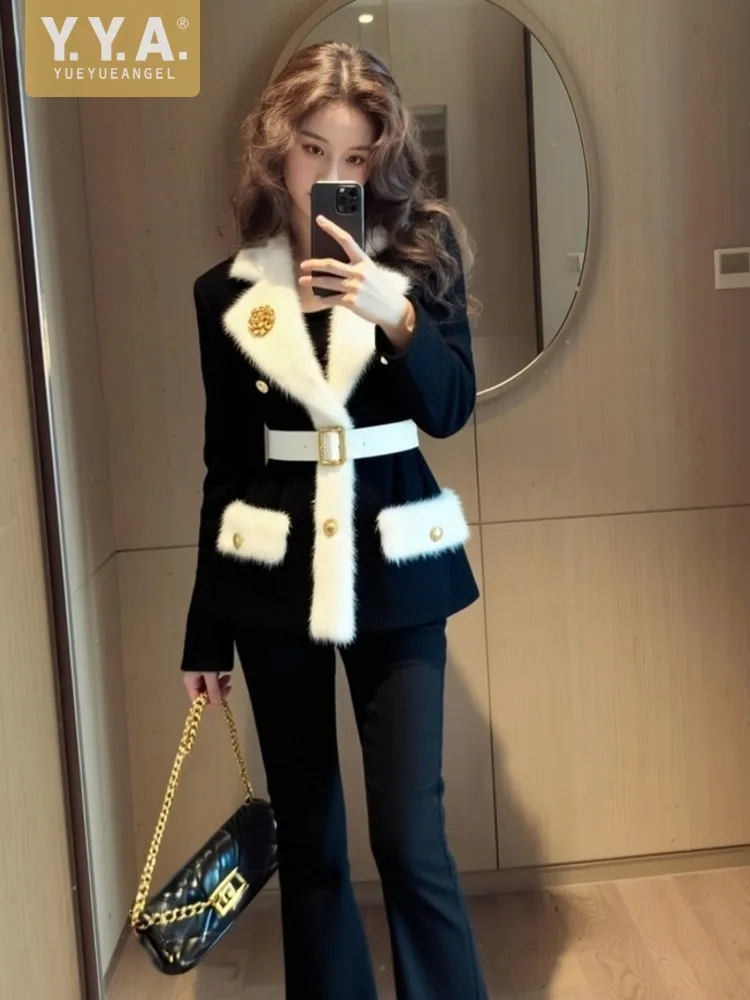 

Ladies Fashion Office Black Suit Jacket Single Breasted Straight Long Sleeve Outerwear Casual Elegant Women Autumn Winter Coat