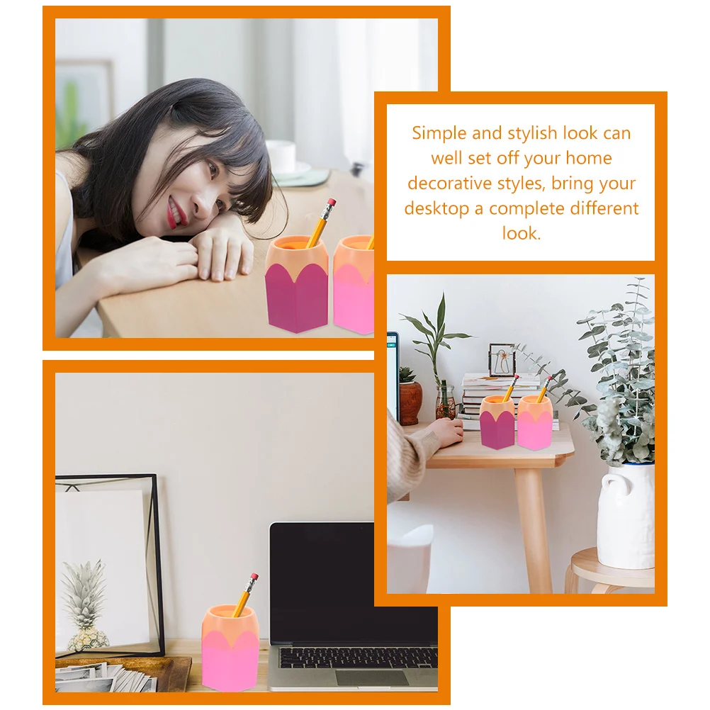 

6pcs Color Contrast Pen Holder Desk ganizer Storage Crayon Shaped Stylish Kawaii Lovely Pencil Dispenser for Students