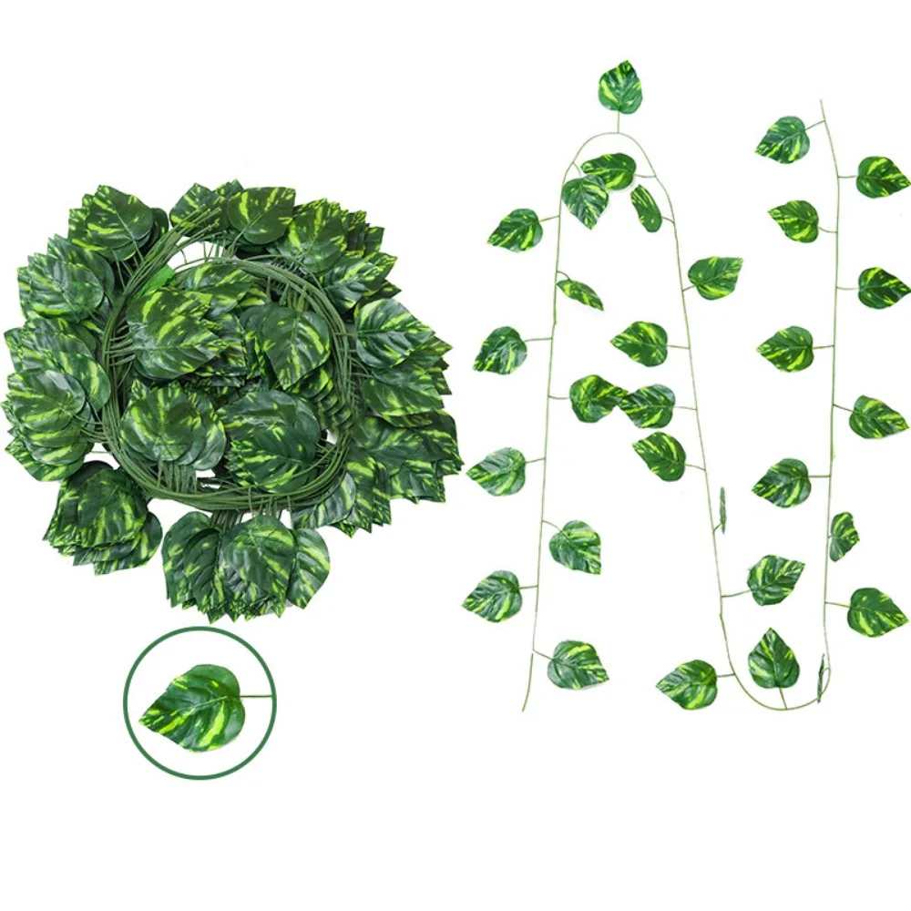 

12pcs Artificial Foliage Simulated Leaf Garland Decor DIY Plastic Artificial Spring Leaf Vine Exquisite Flexible