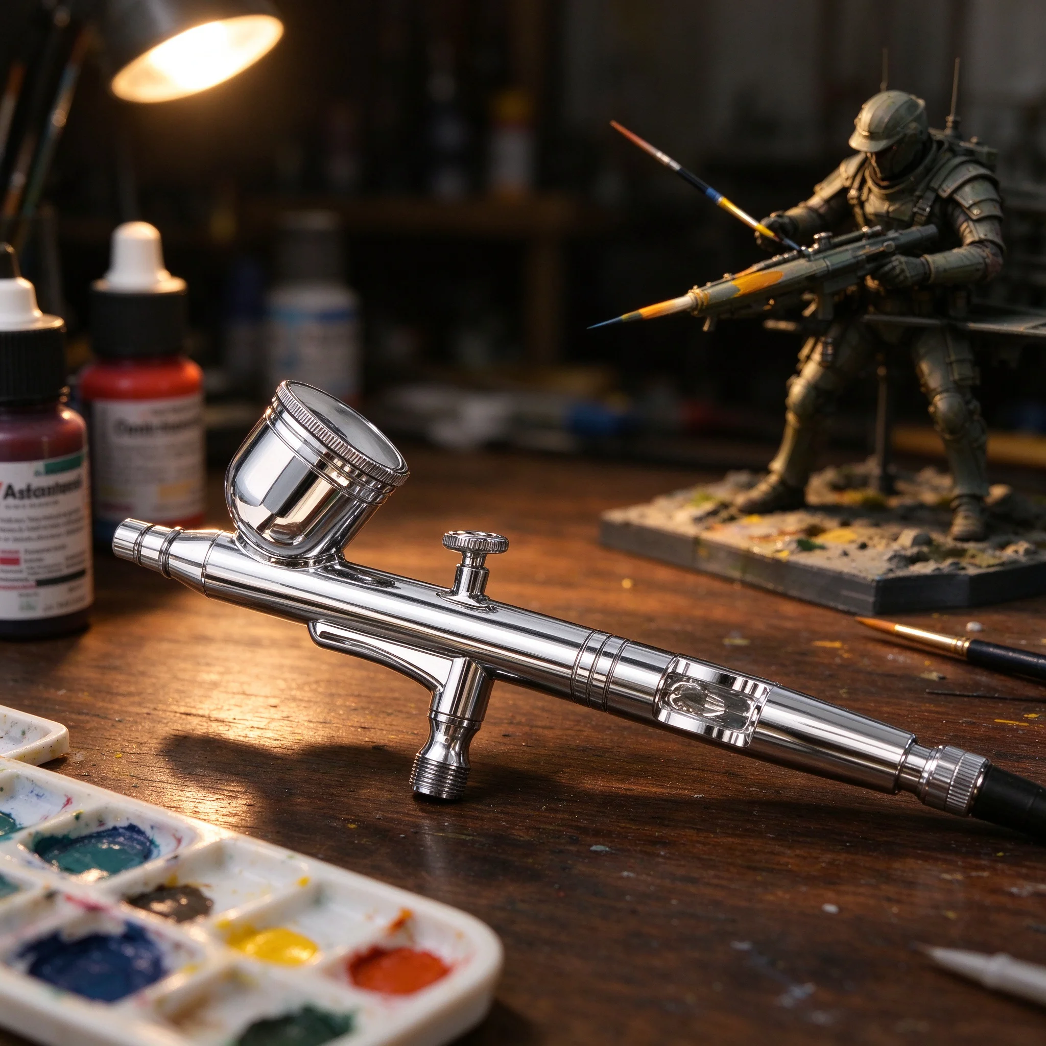 Dual Action Airbrush Kit 0.3mm Gravity Feed Airbrush for Car Touch Up Paint, Model Painting