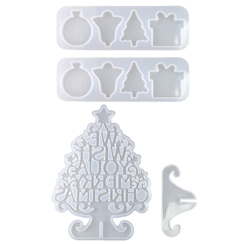 

4Pcs Christmas Tree Bell Silicone Mold Non Stick Flexible DIY Crystal Epoxy Mold Xmas Crafts Handmade Accessories