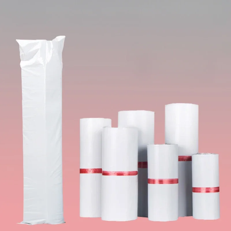 

100pcs White Long Express Bag PE Thick Waterproof Slender Plastic Packaging Bag Express Package Transport Self-adhesive Bags