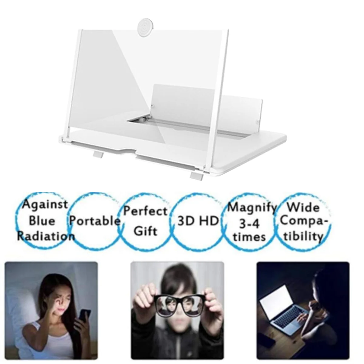 B51C 18 Inch 3D HD Mobile Phone Screen Magnifier Movie Video Stand Amplifier Desktop Phone Holder 3D HD Movie Video Stand,A