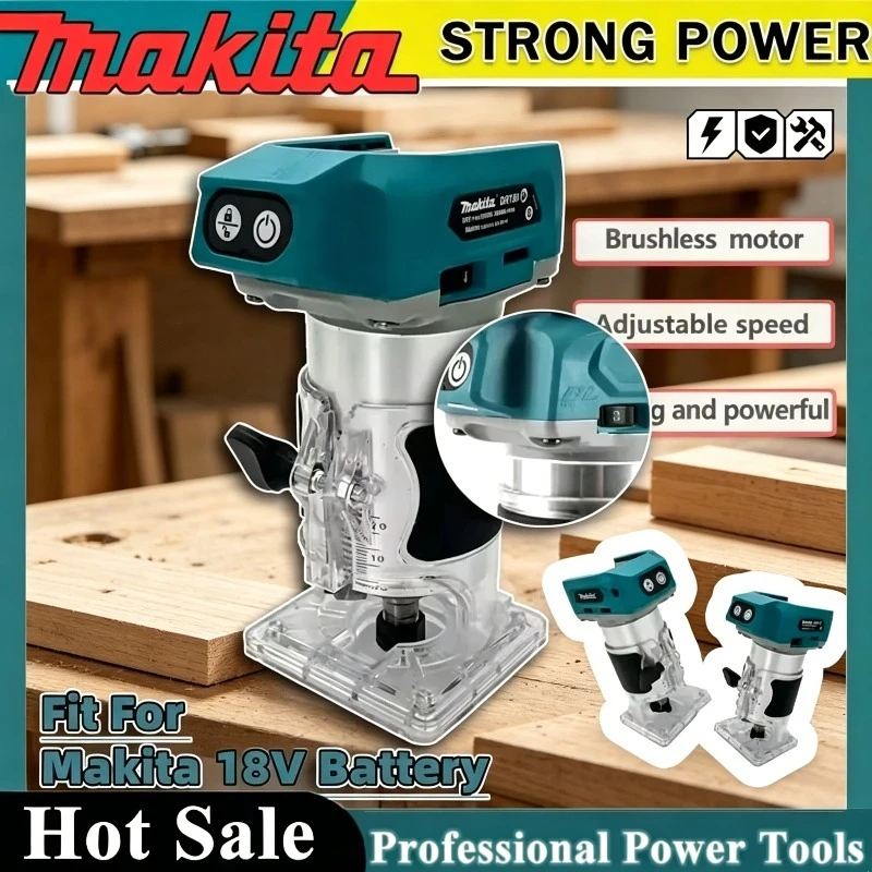 

Makita DRT50 18V Cordless Trimmer Rechargeable Brushless Slotting Tool for Woodwork Engraving Milling Portable Trimming Machine