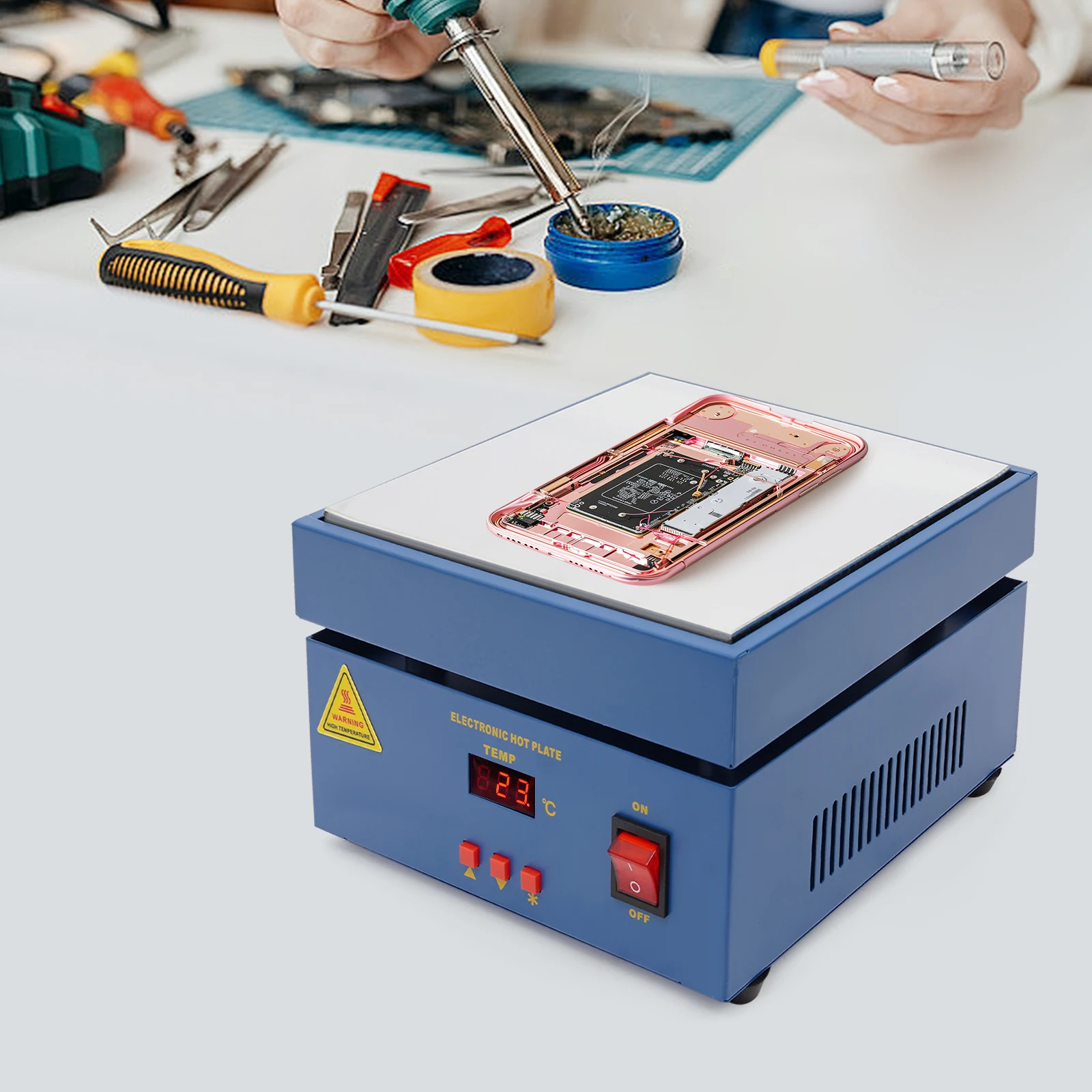 Blue Electronic Hot Plate High-class Aluminum Alloy & Stainless Steel, Spray Painting Process For Laboratories & Workshops