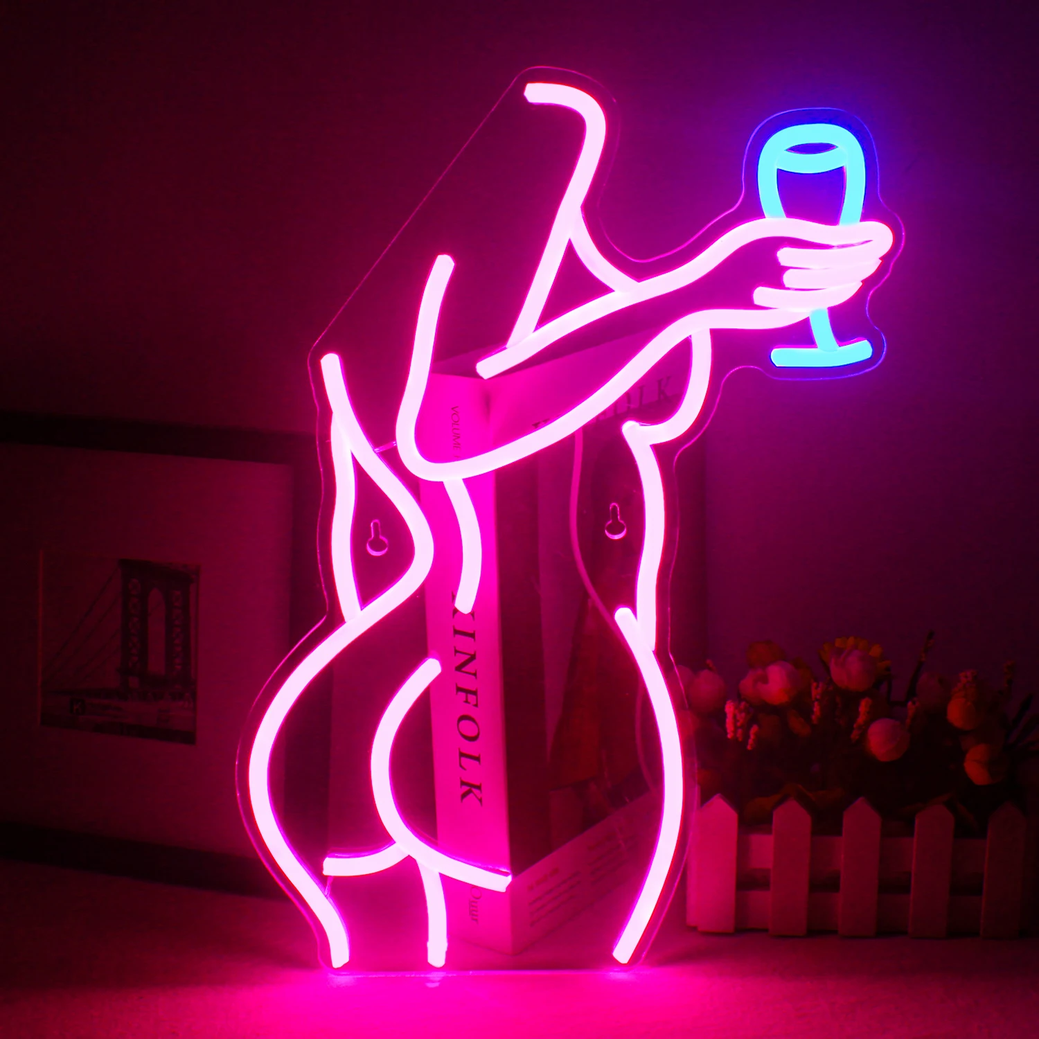 Bebida beber Sexy señora mujer cuerpo letreros de neón luz LED rosa niño niña dormitorio fiesta Bar noche Club letrero de neón personalizado decoración de pared