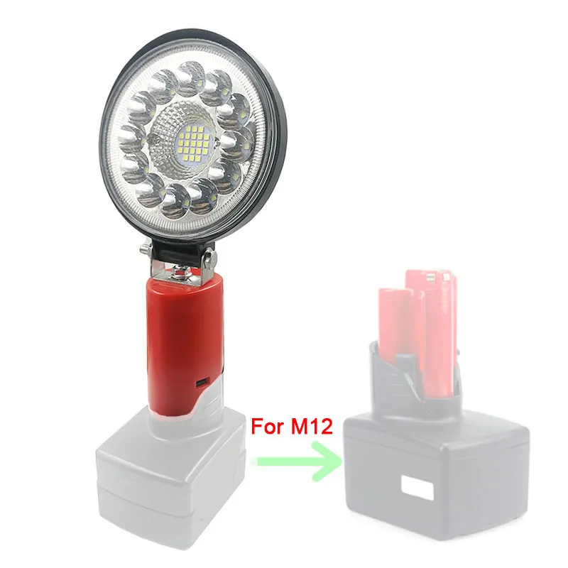 Lampe de travail LED pour voiture, torche électrique, lampe de bureau, budgétaire, Milwaukee, 12V, batterie Eddie ion, haut, bas, contrôle Ceam, N12