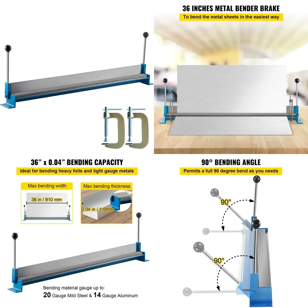 Prensa Plegadora de Chapa Metálica 2026 para Máquina Portátil de Plegado de Metal, Herramienta de Plegado y Curvado de 36 Pulgadas (915 mm) de Longitud con 2 Formas de C