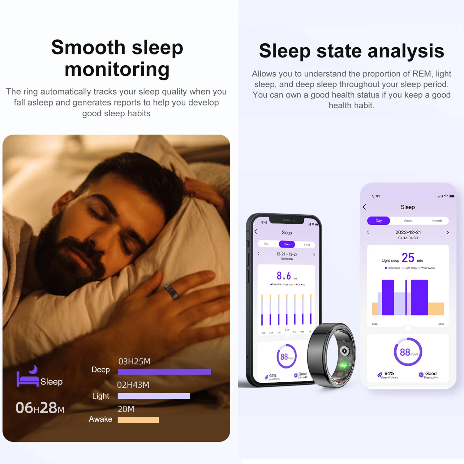 Smart Ring Bluetooth-Compatibele Ip68 Waterdichte Roestvrijstalen Shell Gezondheid Monitoring Slaap Bloed Zuurstof Hartslagmeter