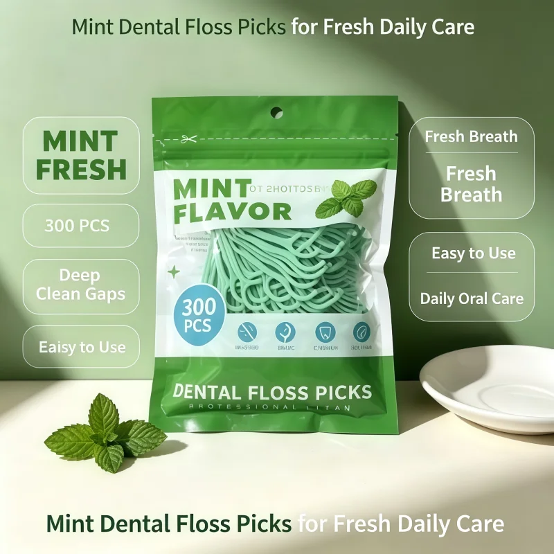 New 300PCS/600PCS Peppermint-flavored dental floss, safe dental floss, exquisite ultra-fine peppermint-flavored dental floss