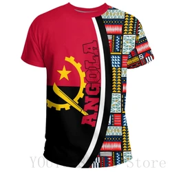 Summer new national flag Angola print round neck pullover short-sleeved casual loose fashion men's street T-shirt