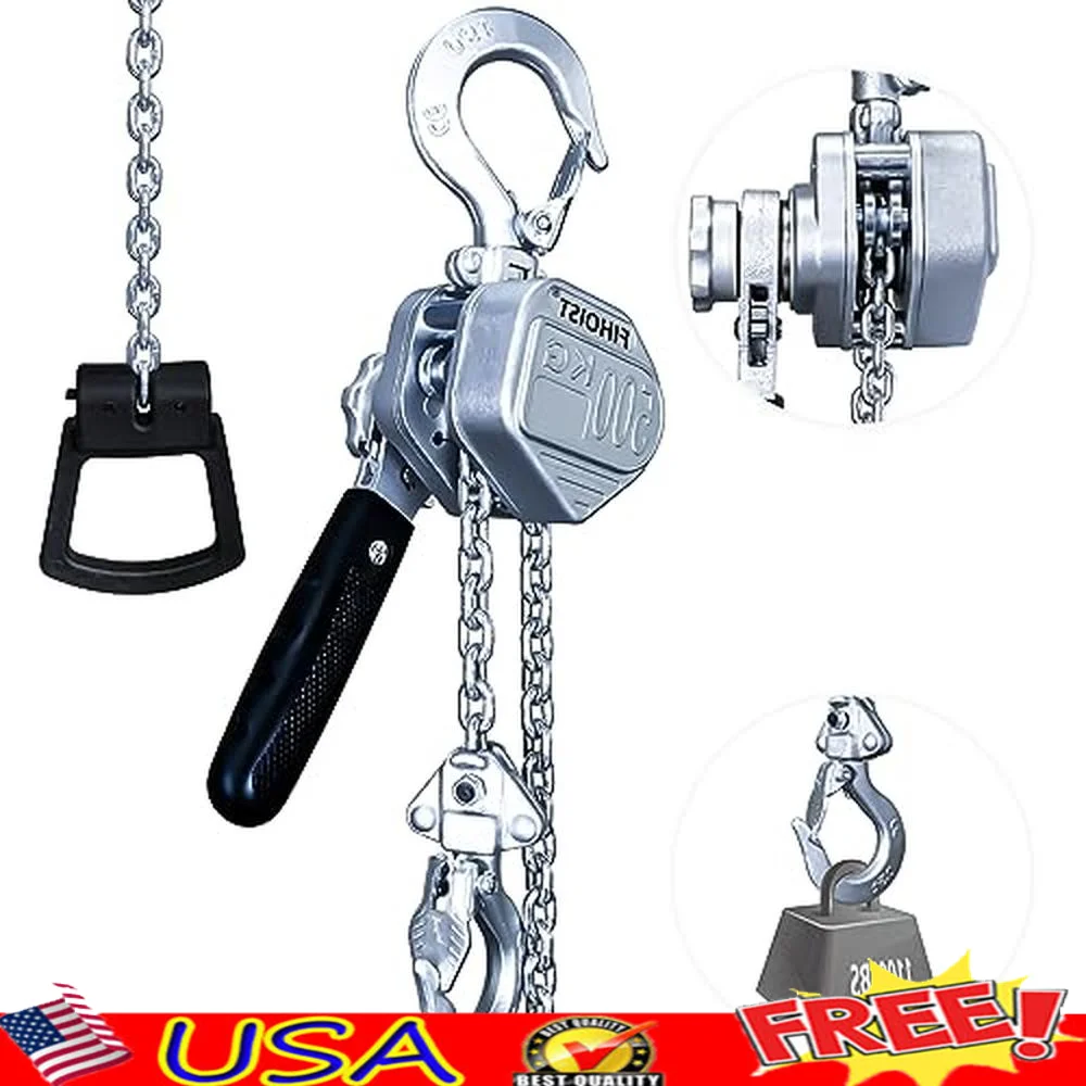 Mini Lever Hoist 1/2 Ton Chain Hoist 10FT G80 Alloy Chain Safety Hook Lifting Pulling Tool Compact Lightweight Durable Portable