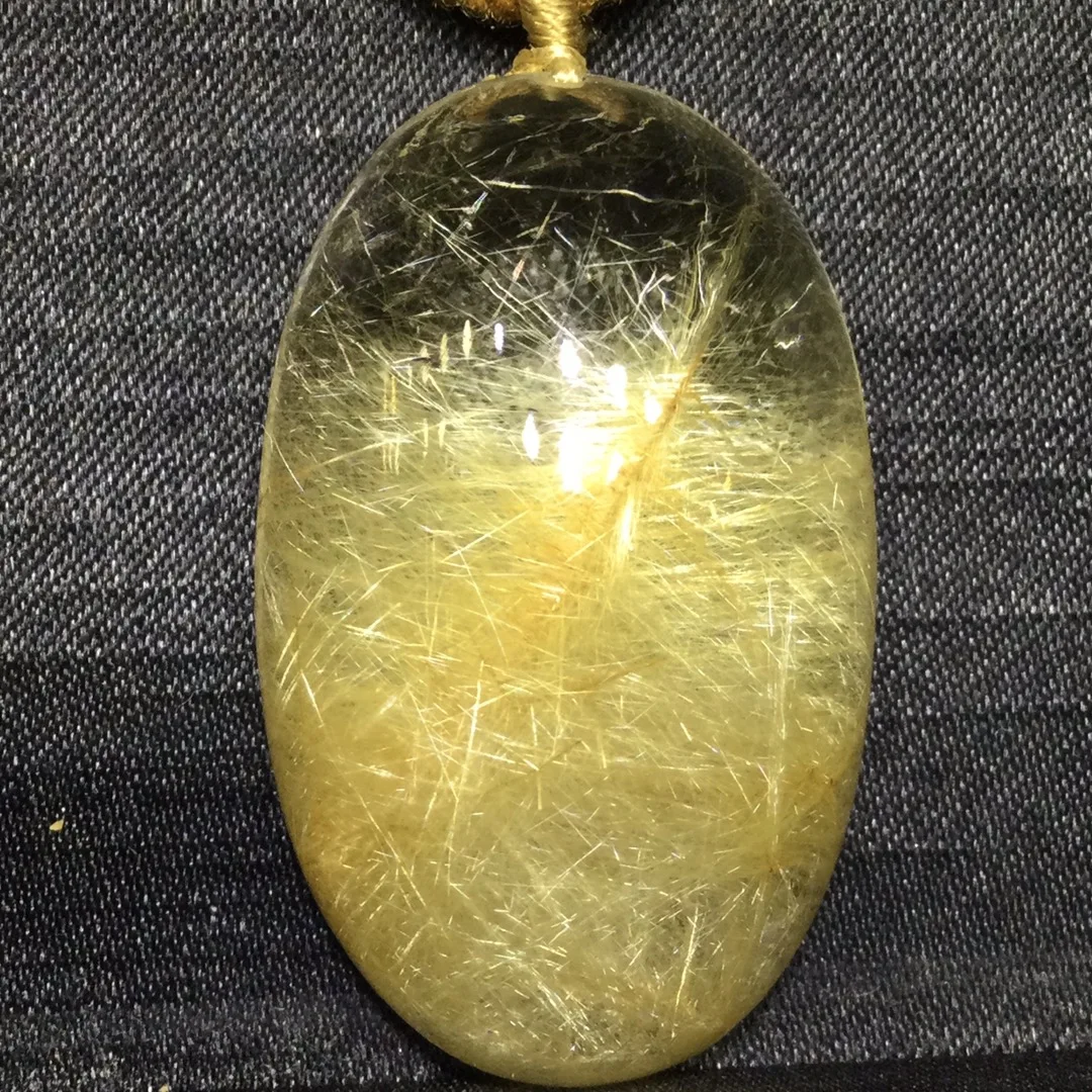 

Подвеска из натурального золота с рутилированным кварцем, овальное ожерелье 41,5*25,5*16 мм, богатство, рутилированное для женщин и мужчин AAAAAAA