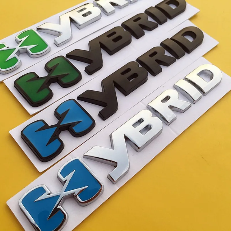 Car Sticker HYBRID Logo Emblem Chrome Badge Decals for Toyota Camry Volkswagen Mercedes Subaru Honda Prosche Cayene Auto styling