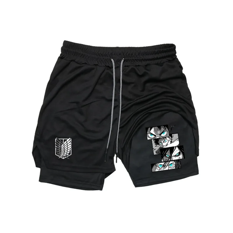 

Anime Allen Yeager Survey 2in1 Gym Workout Shorts for Men Quick Dry Stretchy Athletic Compression Shorts Fitness Running Jogging