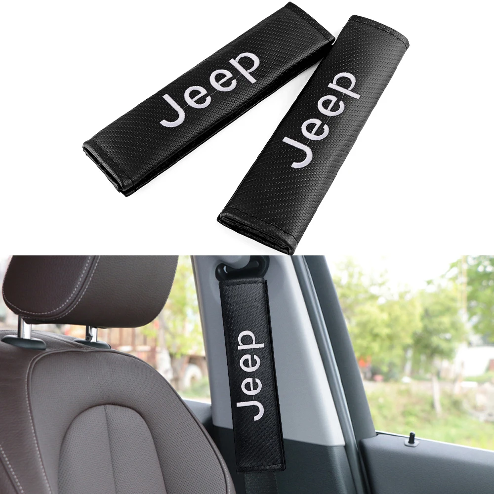 

Car Logo Seat Belt Cover Shoulder Protector Cushion Pad For Jeep Wrangler Renegade Compass Gladiator Cherokee JL Grand JK Libert