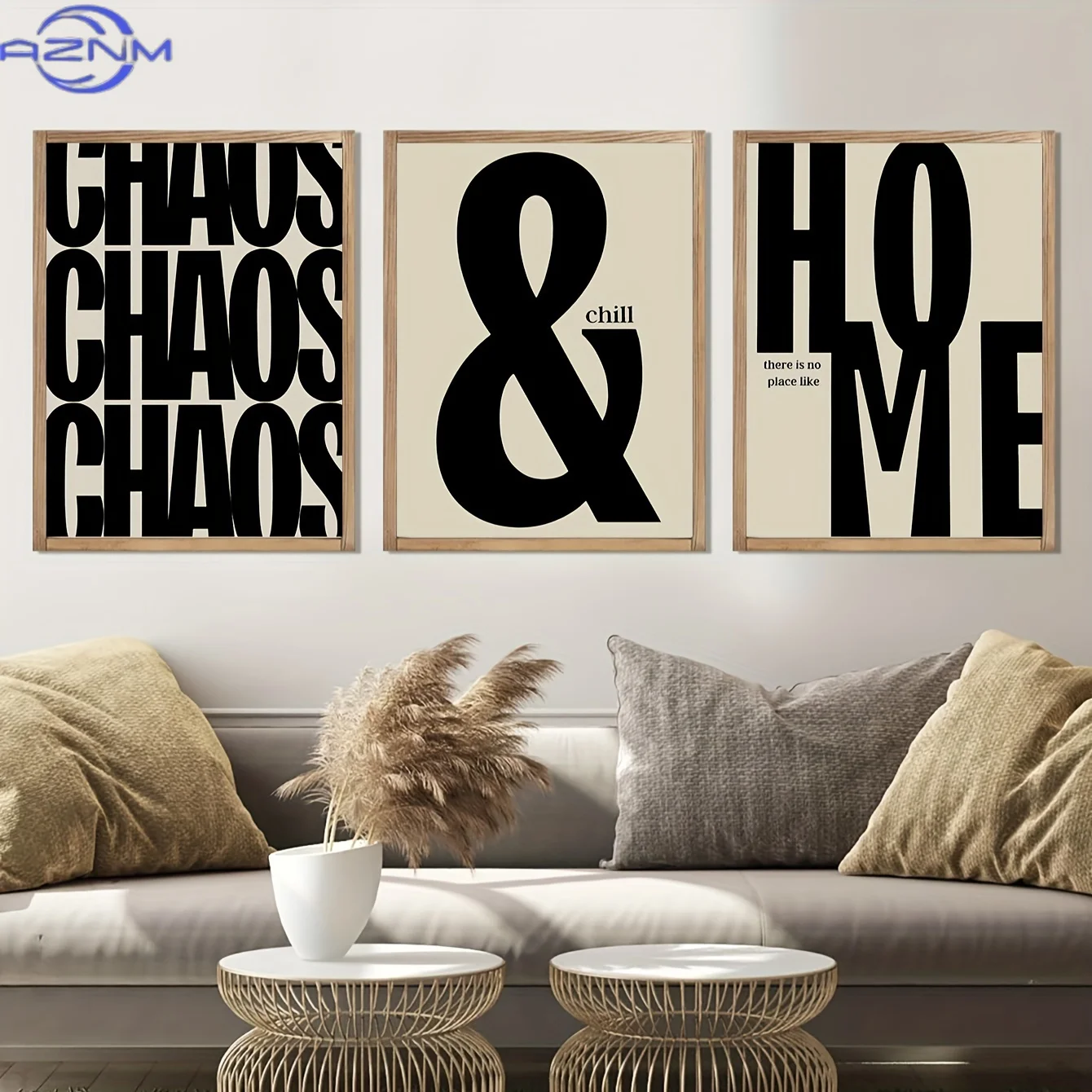 2D Flat/3pcs/Retro Style Black And Beige Quote Home/Textured Monochrome Poster/Typography Canvas Painting/No Frame view 3