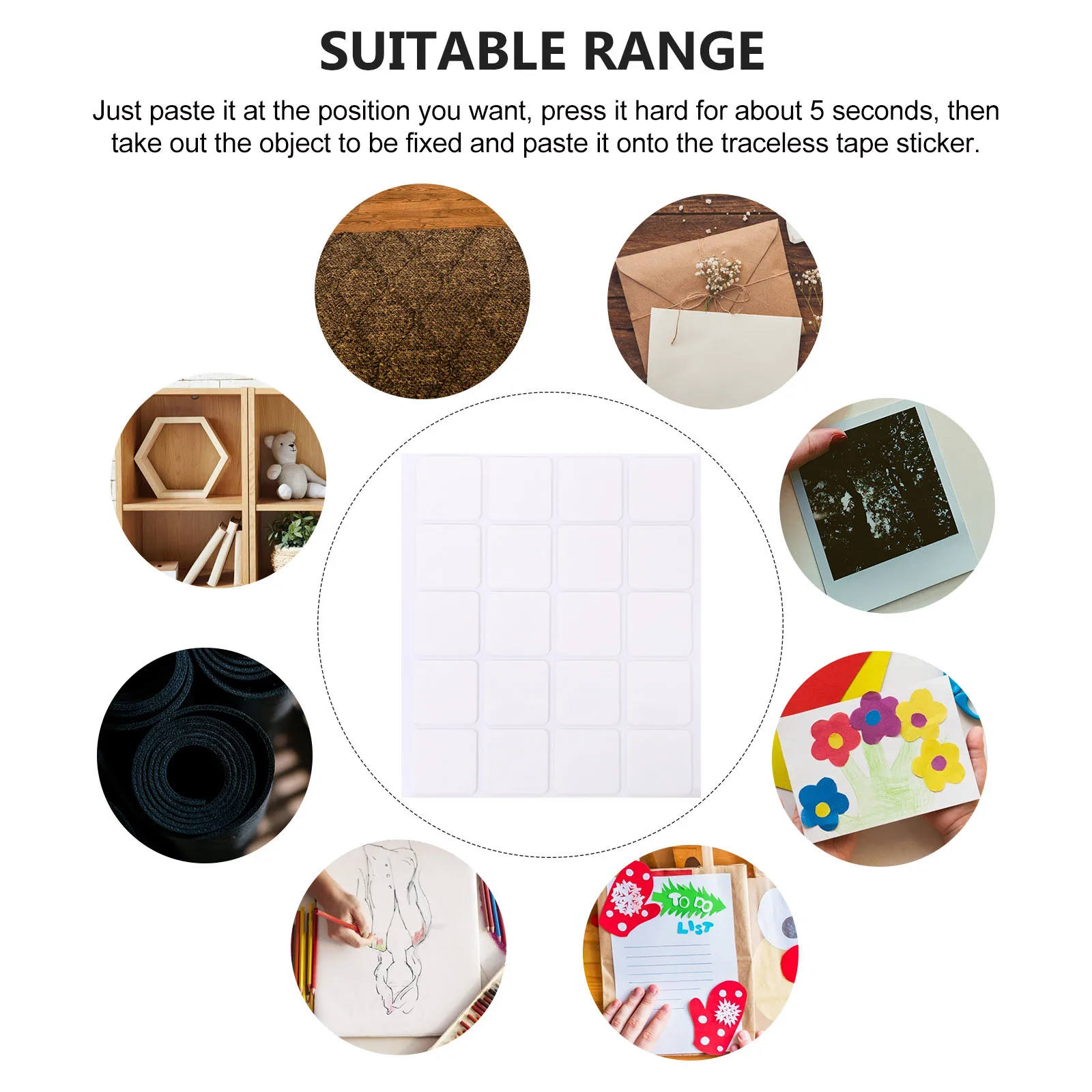 100pcs Double Sided Self Adhesive Sticky Tapes Adhesive Traceless Square Tapes No Trace Small Stickers for Festival Decoration