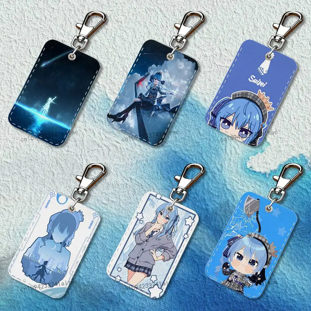 

Hoshimachi Suisei Rectangle Card Case Leather Card Holder Keychain Key Ring Transportation Card Case
