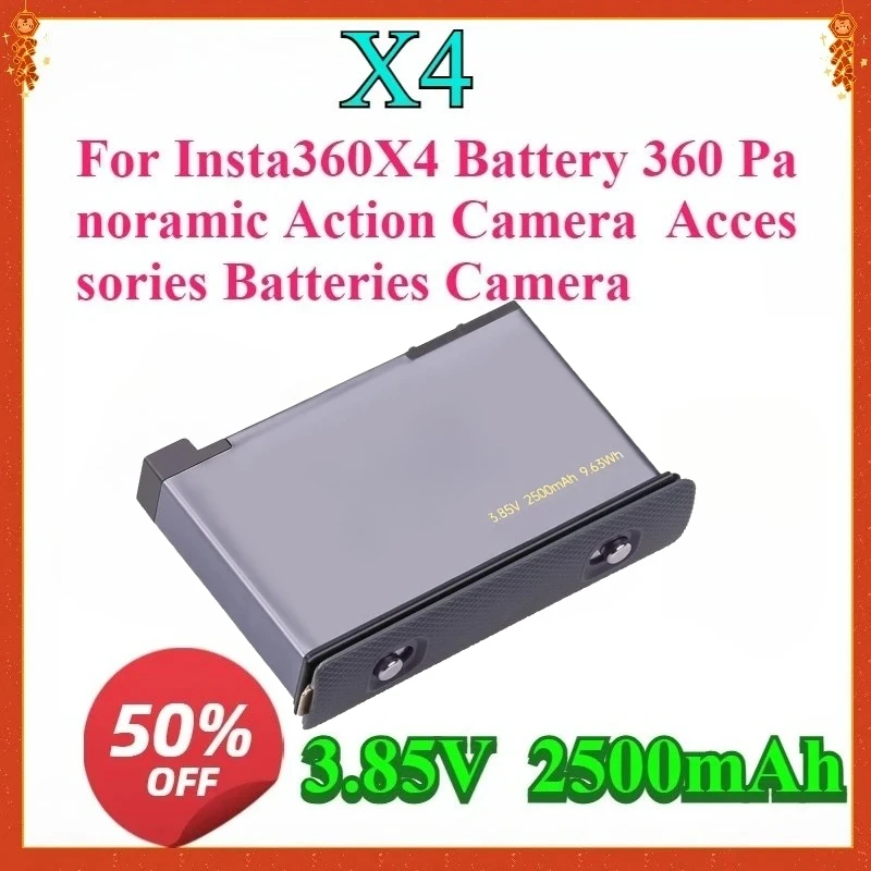 

For Insta360X4 Battery 360 Panoramic Action Camera Accessories Batteries Camera For Insta360 X4 2500mAh 3.85V Battery