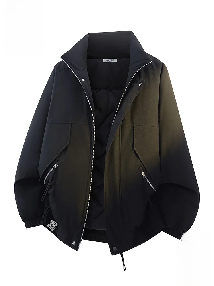 

PaulFrank Winter Thiened Warm Stand Collar Cotton Workwear Jaet Loose Men's Faionable Youthful Polyester Fiber Zipper