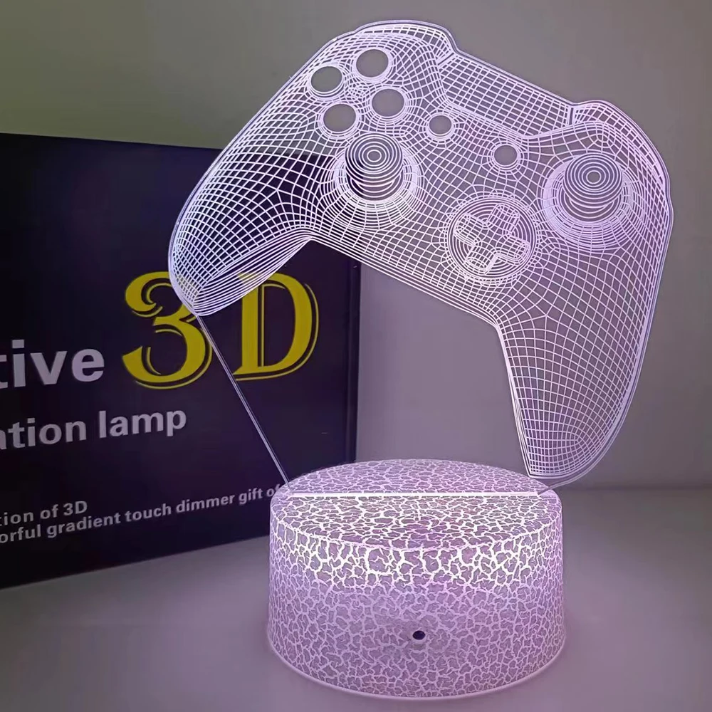 Game Controller Night Light Gamepad 3D Illusion Lamp for Kids Bedroom Gaming Room Decor Christmas Birthday Gifts for Boys Girls