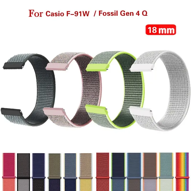 18MM Smart Watch Nylon Loop Strap For Huawei B5 Garmin 255s Vivoactive 3S 4s Venu 2S For Fossil Gen 3 4 Q Venture HR Bands