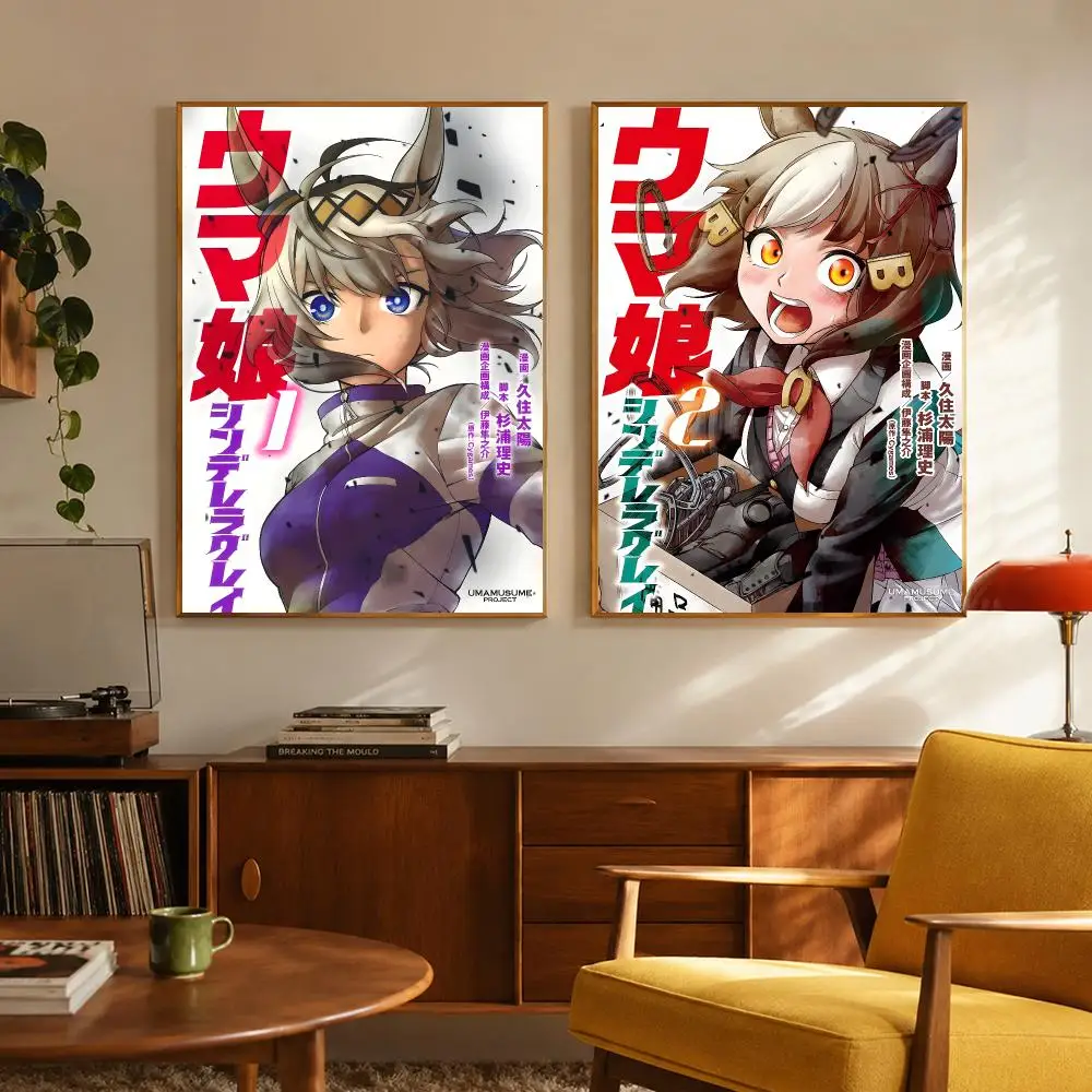 Sports Manga Uma Musume Cinderella Gray Poster Digital Solvent Print Waterproof PP Fade-Resistant Wall Art Room Decor Gift