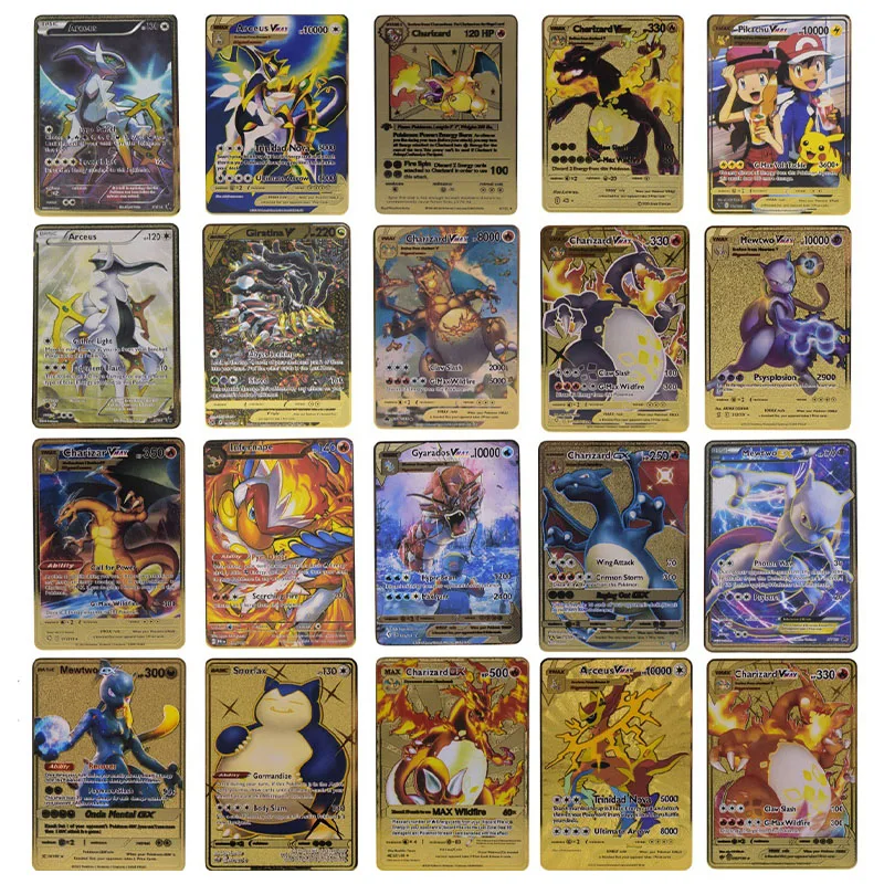 Hot-selling Metal PTCG Cards also known as Pet Sprites and Pocket Monsters available in English and Spanish