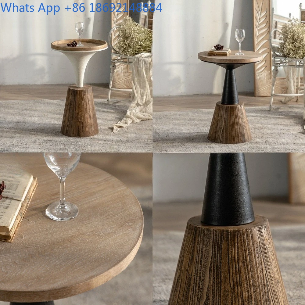 

Rustic Solid Wood Coffee Table for Home Use Small Living Room Vintage Style Side Table Creative Mini Desk for Cafe