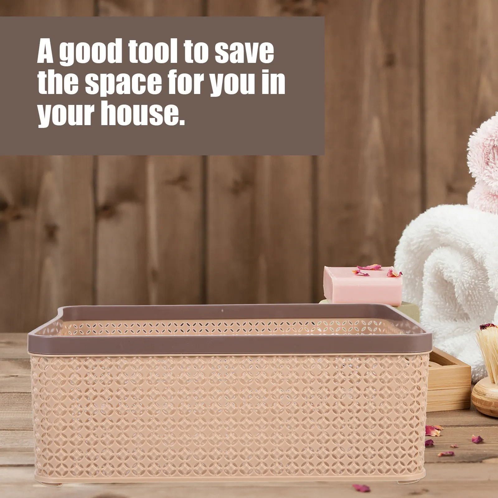 

Large Capacity Plastic Storage Bin Smooth Finish Home Organizer Sundries Basket For Clothes Desktop Table Use