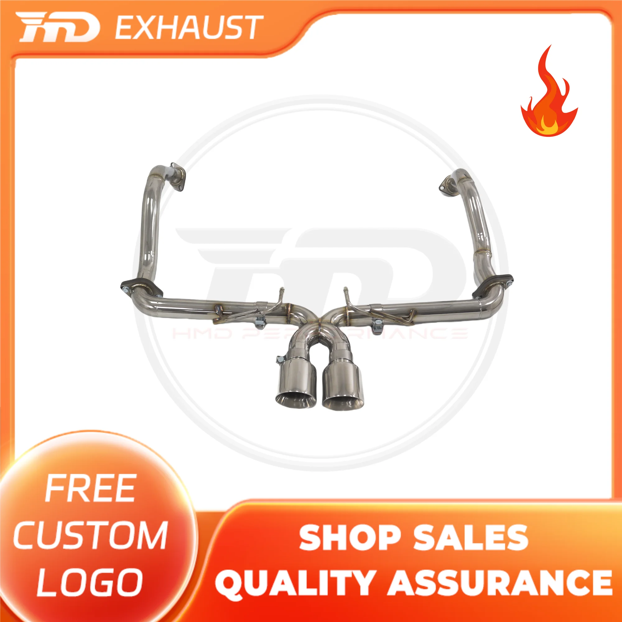 HMD 専用カスタマイズステンレス鋼排気システムパフォーマンスキャットバックポルシェ 718 982 マフラーバルブなし