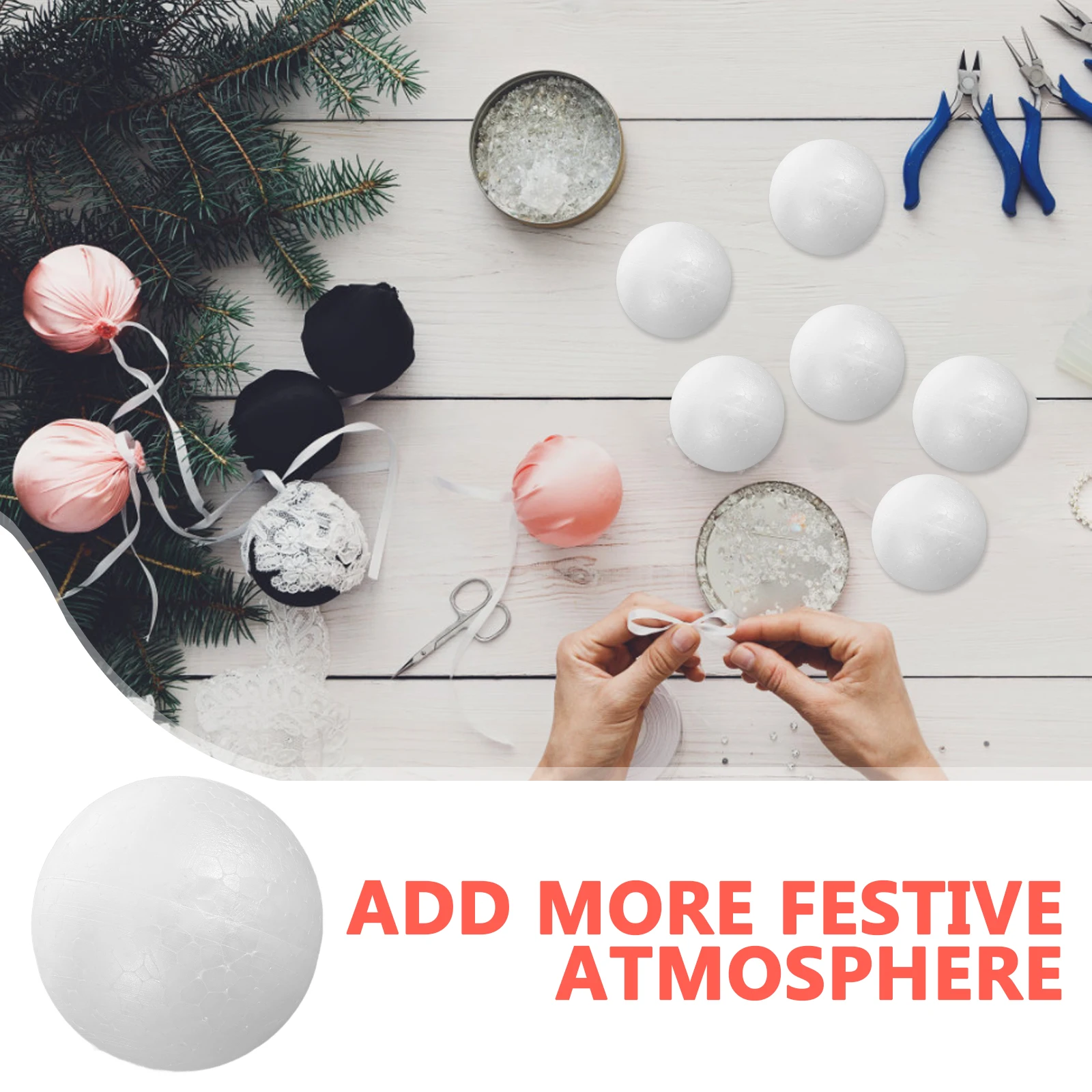 

36Pcs 6.3cm White Foam Balls Christmas Craft Ball for DIY Ornament Art Project Holiday Decor Festive Decoration