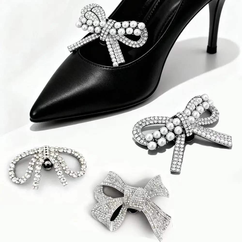 

Shoe Clips Rhinestone Wedding Bride Women High Heel Charms Jewelry Bows Shoes Crystal Shiny Decor Buckle Shoes Accessories