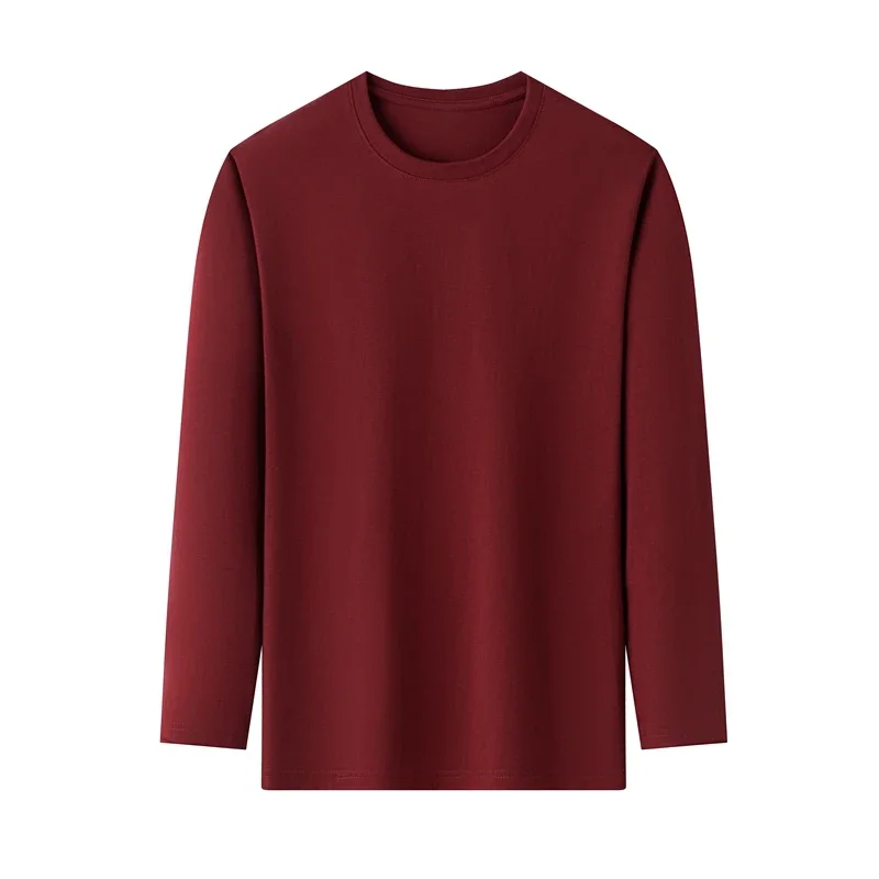 Heren effen kleur ronde hals lange mouw T-shirt katoen zomer comfortabel ademend casual top in verschillende kleuren