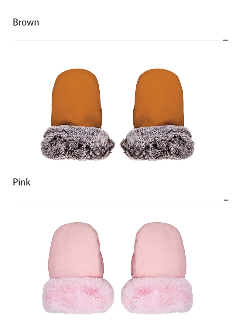 Stroller Gloves 1 Pair Winter Windproof Warm Cute Bear Brown Style Universal Prams Gloves Waterproof Baby Stroller Accessories
