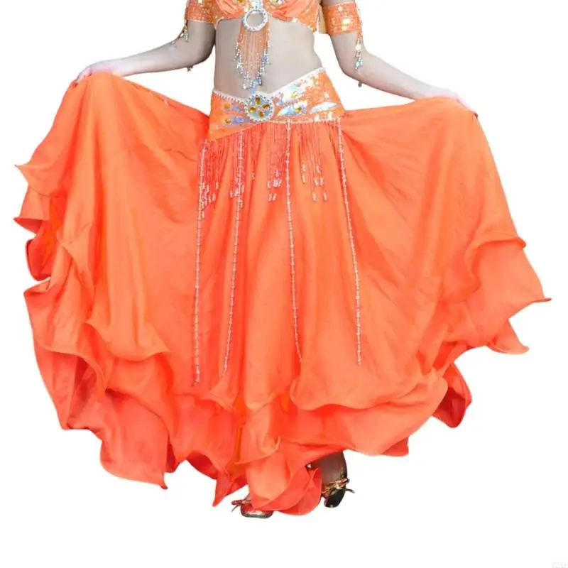 72XE Falda acampanada 3 capas para disfraz teatro, dobladillo barrido, tela transpirable secado rápido