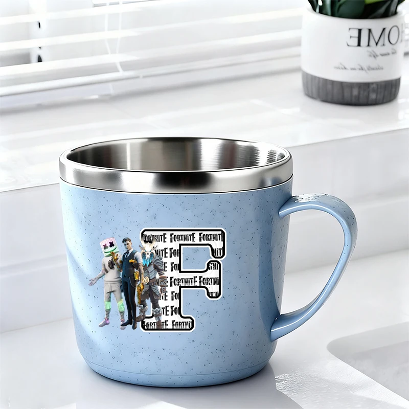 

Fortnites Water Bottle for Men Women Stainless Steel Toothbrush Cups Cartoon Letter Home Coffee Milk Water Cup Birthday Gift