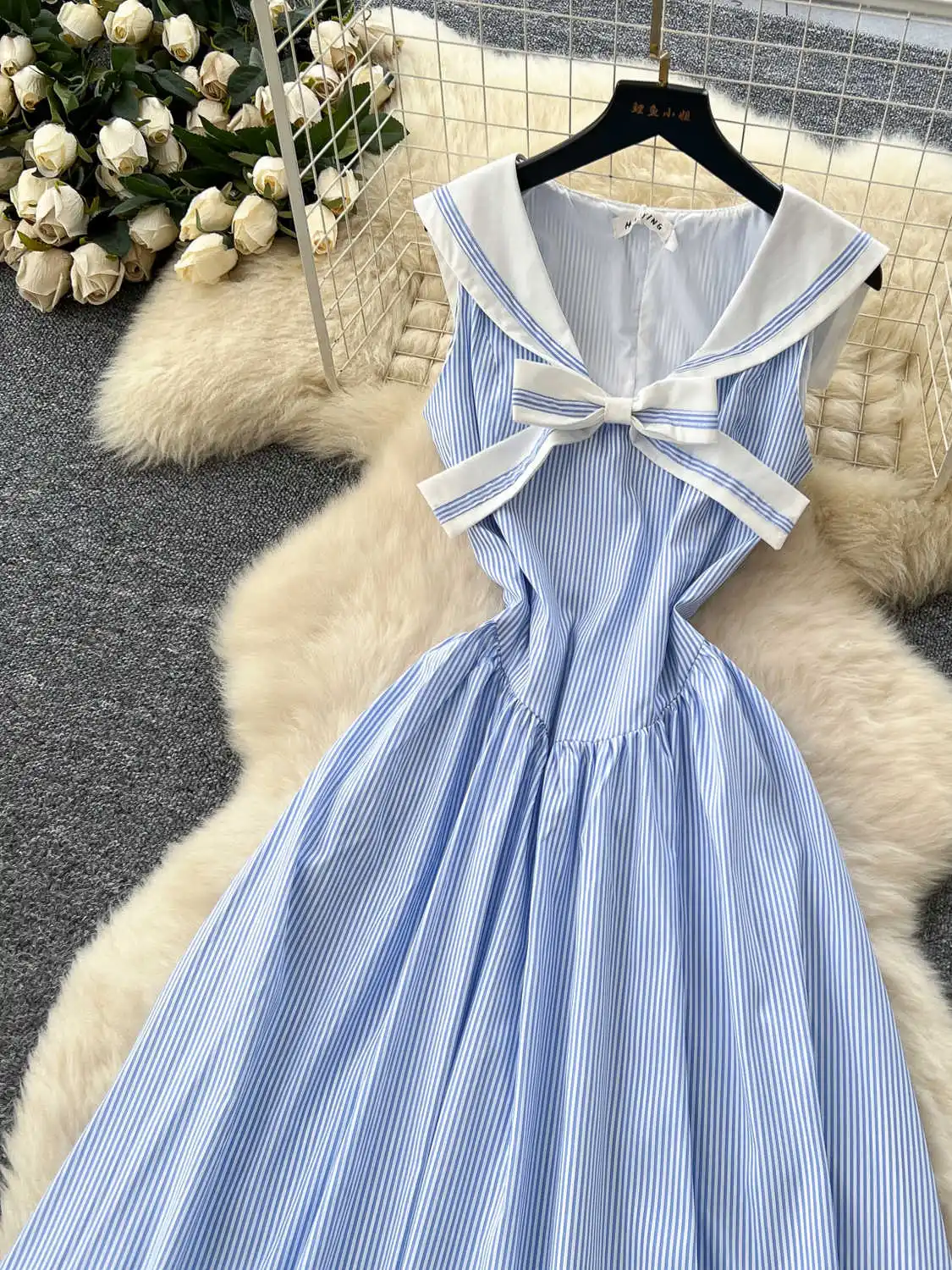 blue and white bow dress Embroidered Triple Off-white Organza Bow Tie of Navy Blue Cady Evening –  Gattinolli by Marwan