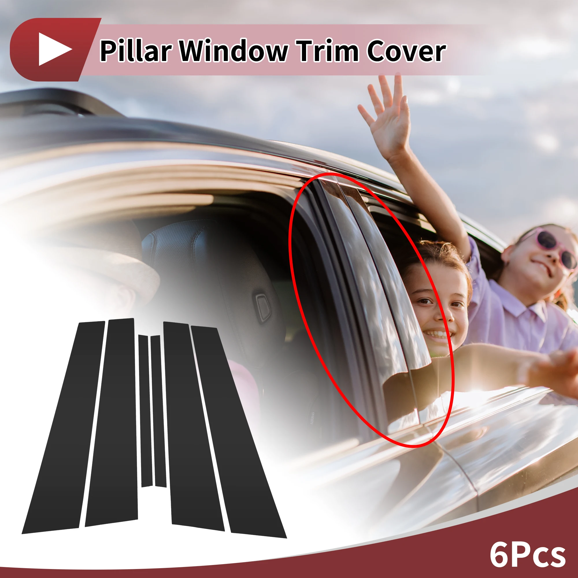 

UXCELL Front Rear Left Right Door Pillar Window Trim for Volkswagen Passat B6/B7 Black