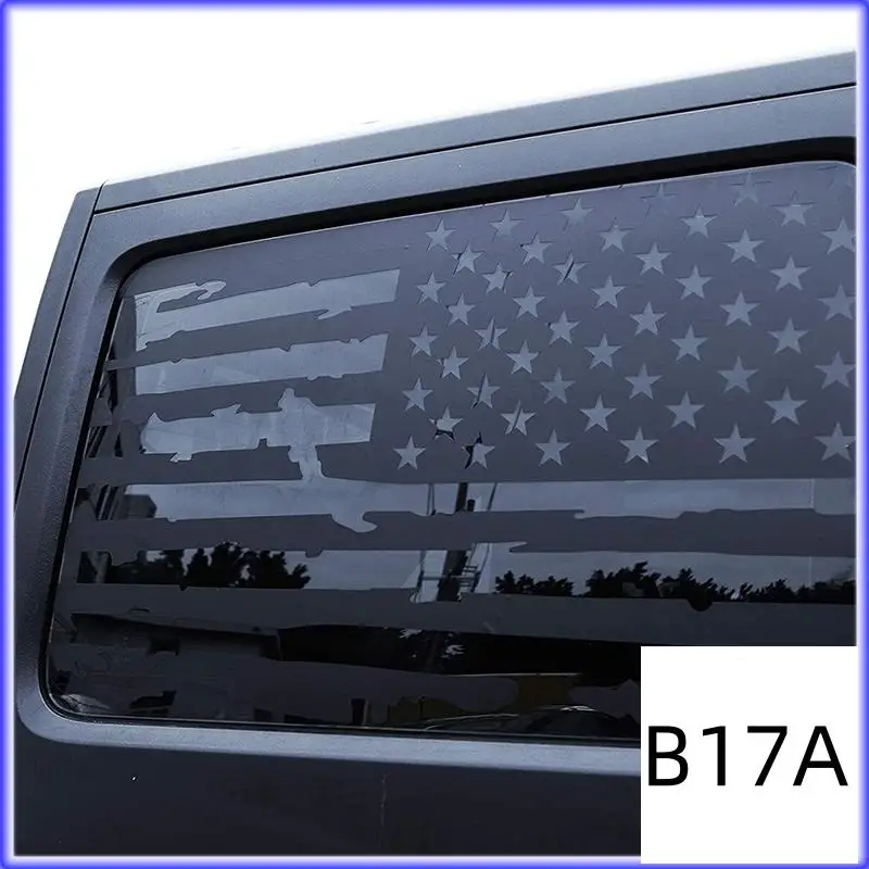

BT-Hardtop Window USA Distressed Flag Decals American Flag Stickers For Jeep Wrangler 2011-2017 JK 4 Door, 1 Pair