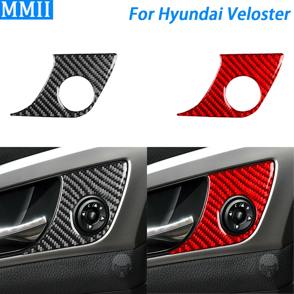 

For Hyundai Veloster 2012-2017 Real Carbon Fiber Rearview Mirror Adjustment Panel Trim Cover Car Interior Accessories Sticker