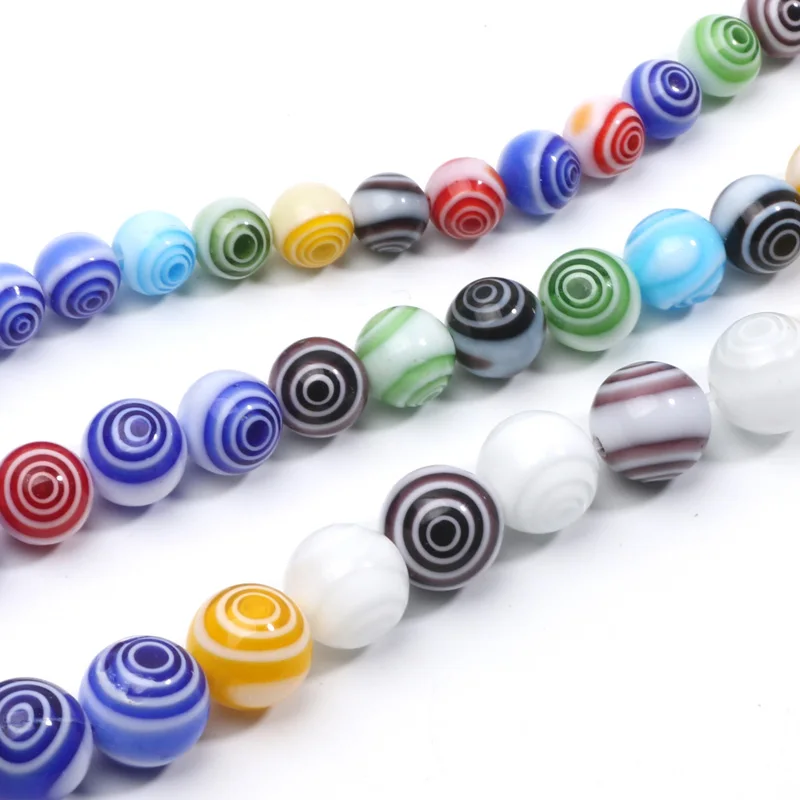 6 8 10 12mm Round Lampwork Glazed Glass Beads Loose Spacer Beads For Jewelry Making Bracelets Necklace Craft Diy Accessories